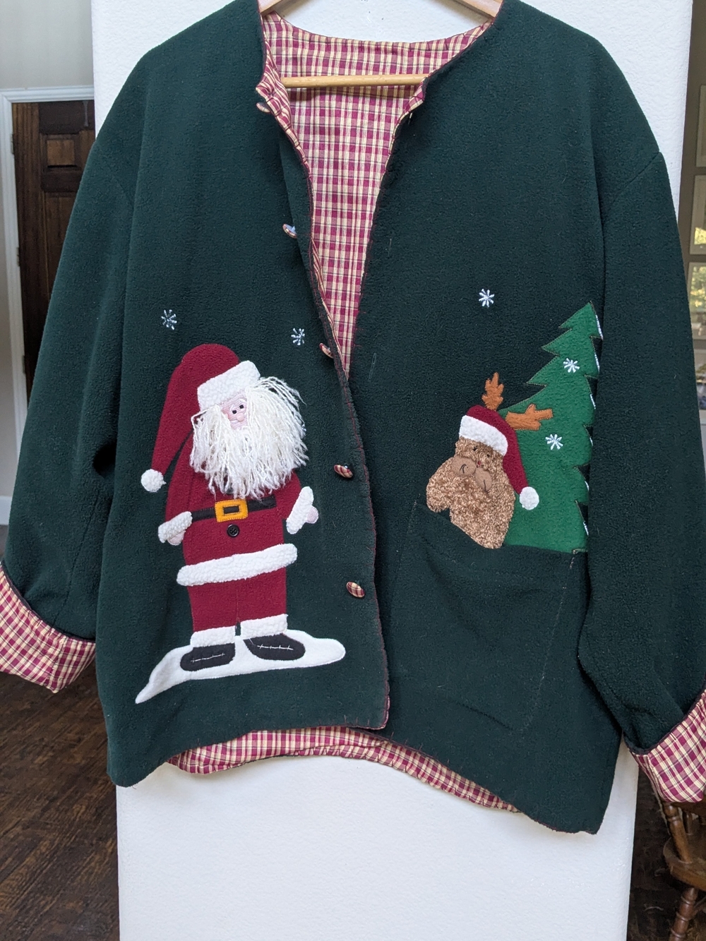 Vintage Santa And Reindeer Holiday Cardigan